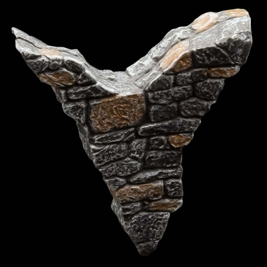 4-Part Ruined Fieldstone Wall - Middle