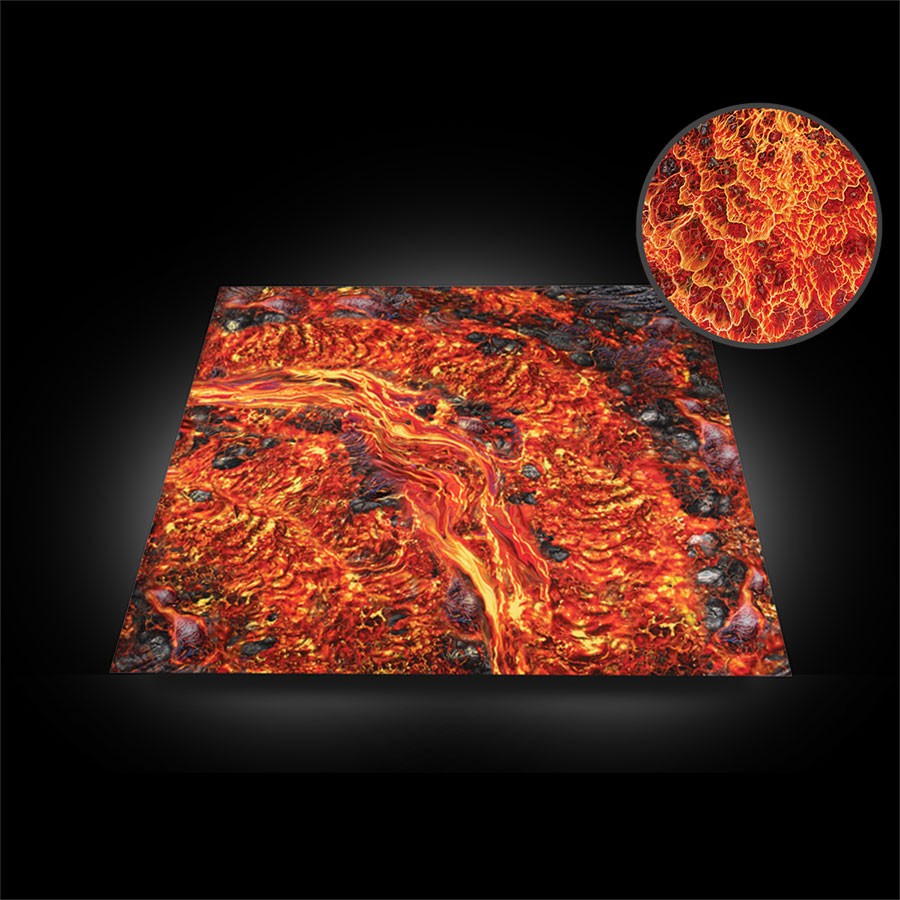 Terrain Tray Single 12" x 12": Magma River Curve/Magma Mouth