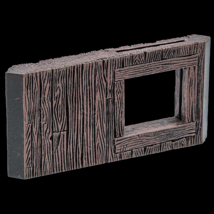 Rustic Wood Offset Window Wall